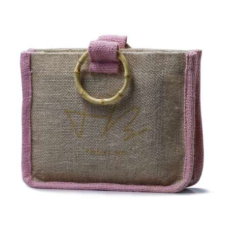 High-quality bamboo handle jute tote bag for shopping