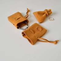 Suede Drawstring Bag Jewelry Presentation Embossing Packing Dust Pouch Gift Leather Wholesale